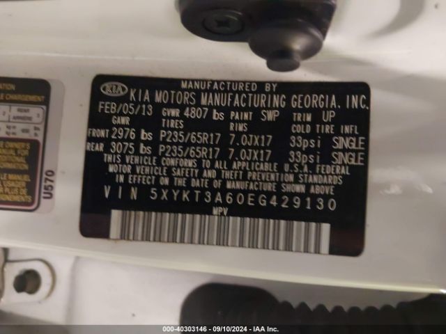 5XYKT3A60EG429130 KIA SORENTO LX