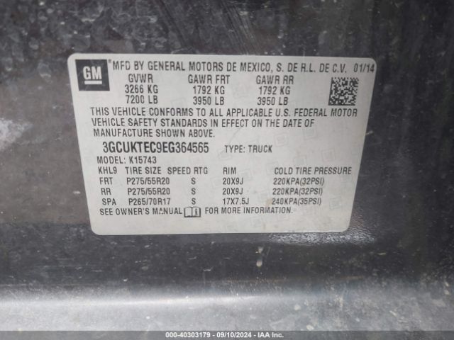3GCUKTEC9EG364565 Chevrolet Silverado 1500 High Country