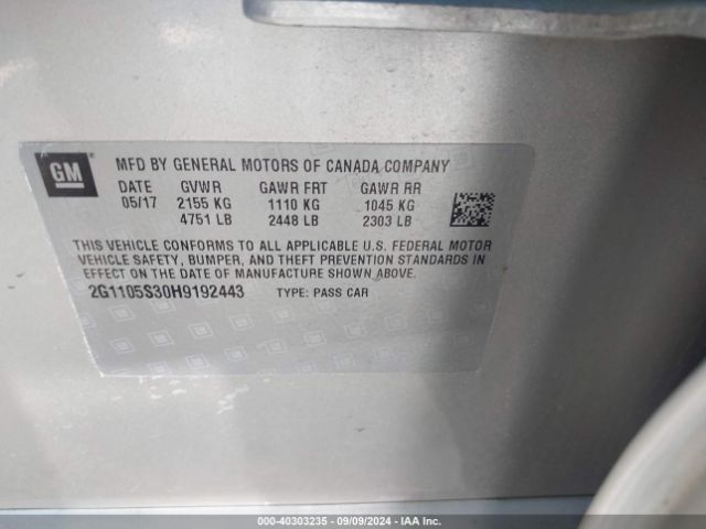 2G1105S30H9192443 Chevrolet IMPALA 1LT