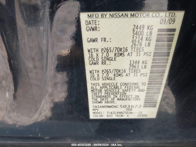 2010 NISSAN XTERRA 5N1AN0NW0AC503672 Photo 8