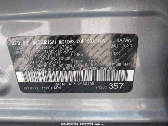 2020 MITSUBISHI OUTLANDER SPORT JA4AR3AUXLU030109 Photo 8