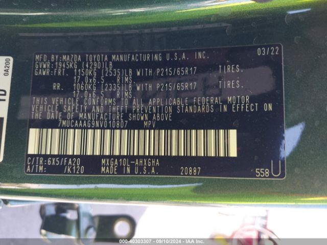 7MUCAAAG9NV010807 Toyota Corolla Cross Le