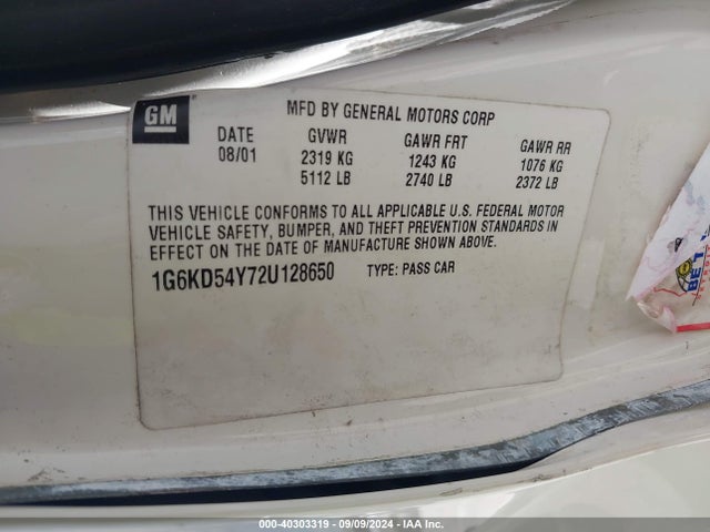 2002 CADILLAC DEVILLE 1G6KD54Y72U128650 Photo 8
