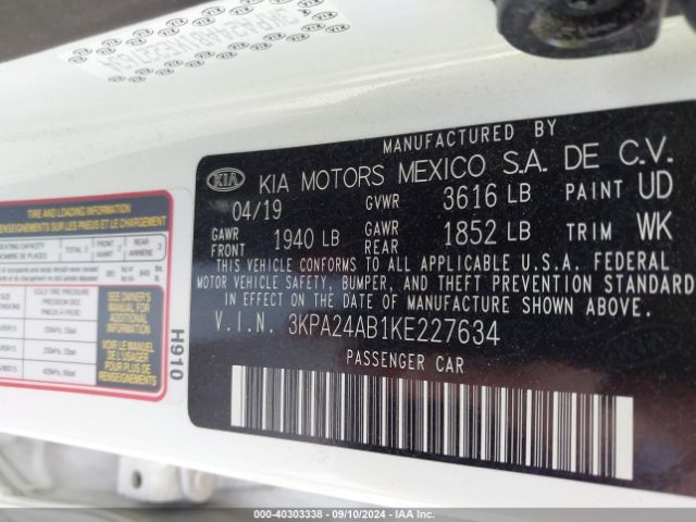 3KPA24AB1KE227634 KIA RIO S