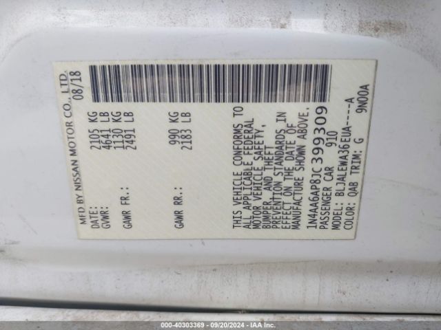 1N4AA6AP8JC399309 Nissan Maxima 3.5 Sl