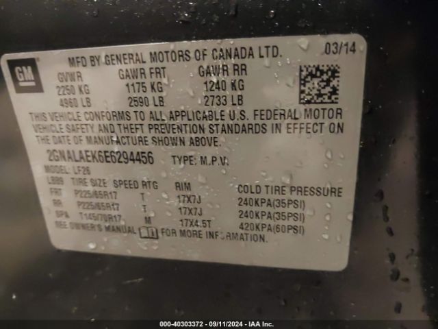 2GNALAEK6E6294456 Chevrolet EQUINOX LS