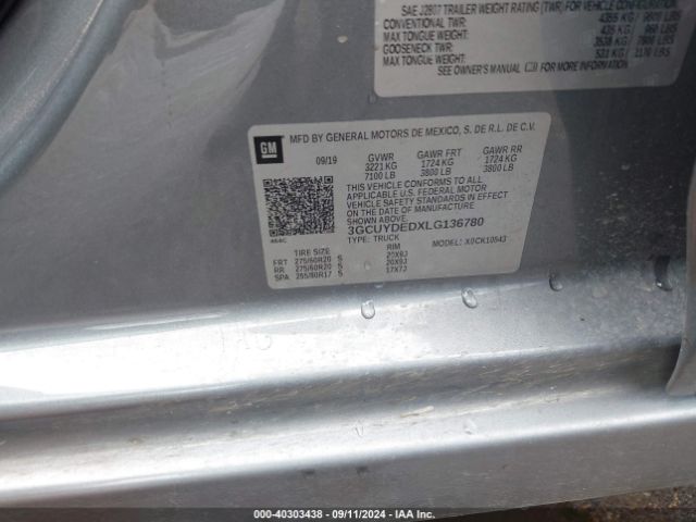 3GCUYDEDXLG136780 Chevrolet Silverado 1500 4wd  Short Bed Lt