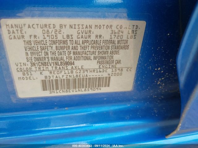 3N1CN8EV1NL859094 Nissan Versa 1.6 Sv Xtronic Cvt
