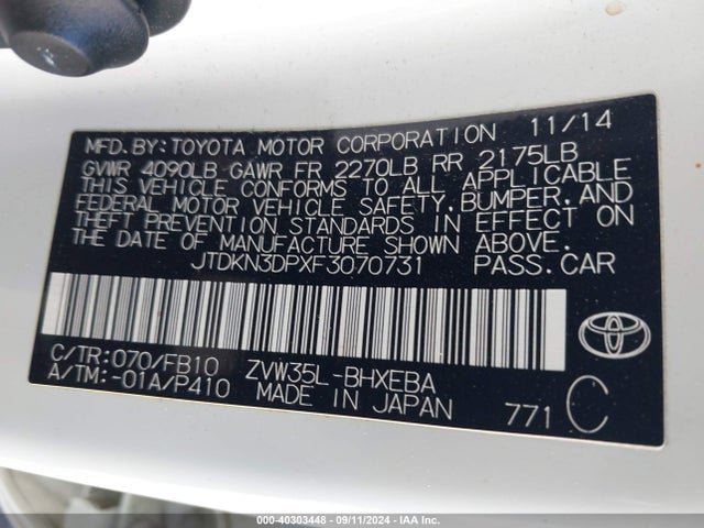 JTDKN3DPXF3070731 Toyota PRIUS PLUG-IN