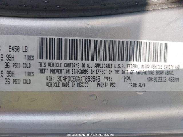 3C4PDCEGXKT693949 Dodge JOURNEY GT