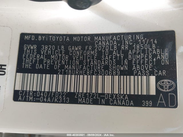 Toyota Corolla S Plus 2015 2T1BURHE8FC300689 Image 9