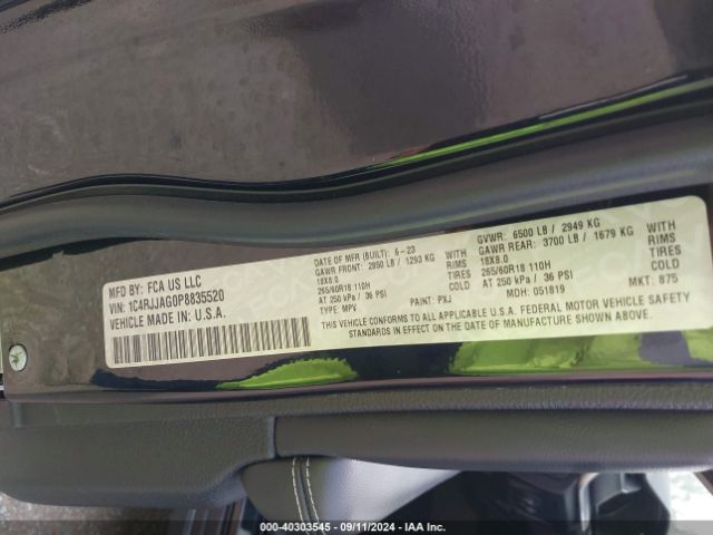 1C4RJJAG0P8835520 Jeep Grand Cherokee L Laredo 4x2