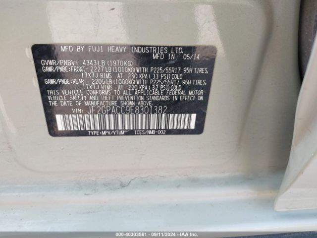 JF2GPACC9E8301382 Subaru Xv Crosstrek 2.0i Premium