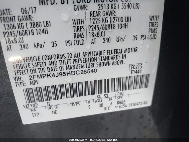 Ford EDGE SEL 2017 2FMPK4J95HBC26540 Image 9