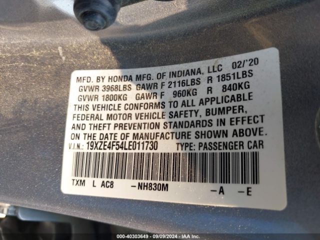 19XZE4F54LE011730 Honda INSIGHT EX