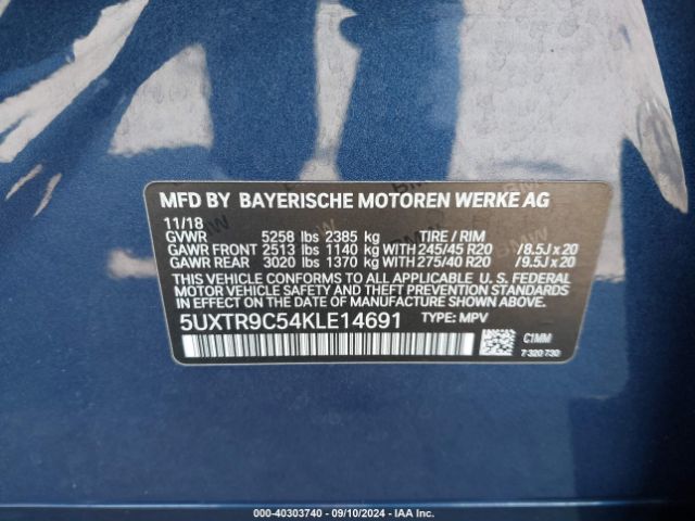 5UXTR9C54KLE14691 BMW X3 Xdrive30i