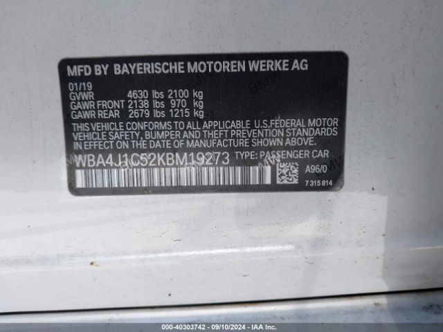 WBA4J1C52KBM19273 BMW 430i Gran Coupe