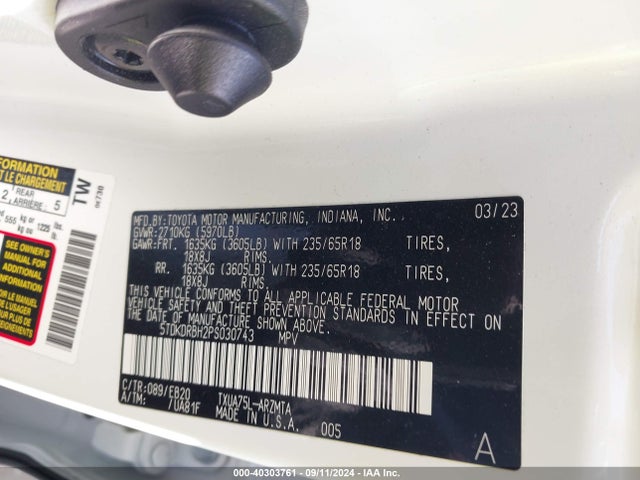 Toyota Highlander Xle 2023 5TDKDRBH2PS030743 Image 9