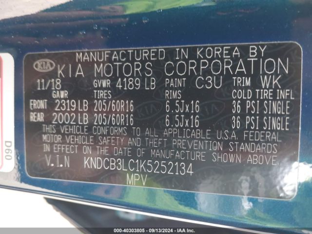 KNDCB3LC1K5252134 KIA NIRO LX