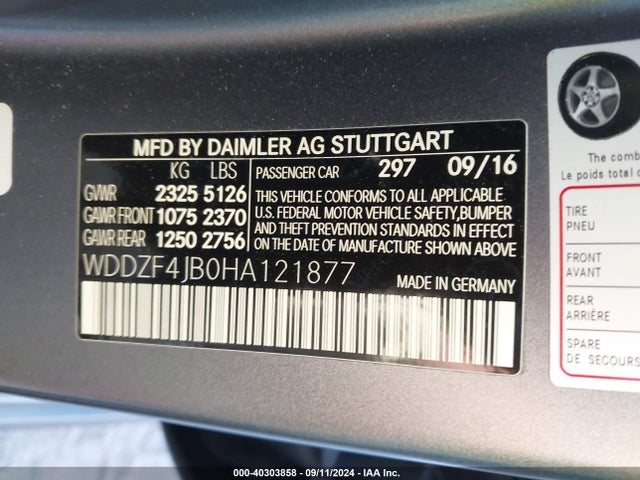 WDDZF4JB0HA121877 Mercedes-Benz E 300