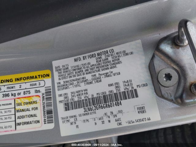3LN6L2G96GR601484 Lincoln MKZ