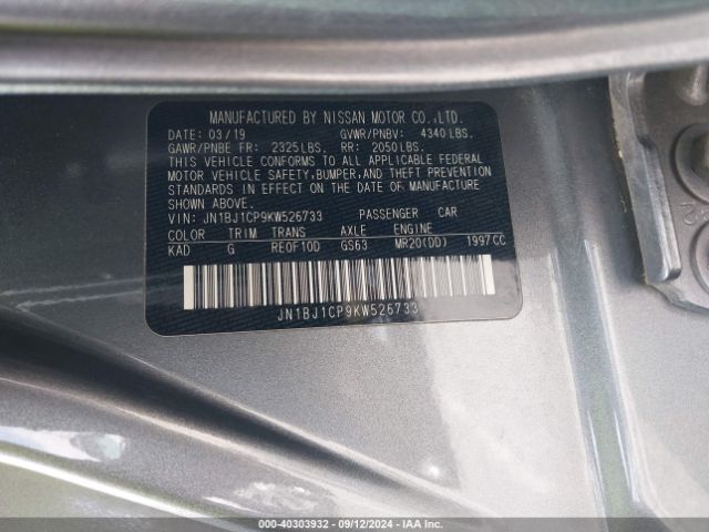 JN1BJ1CP9KW526733 Nissan Rogue Sport S