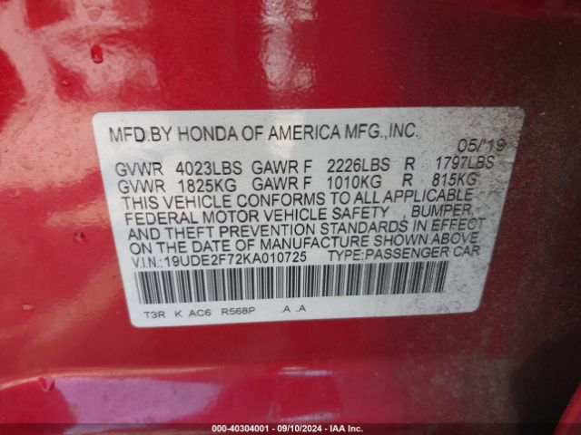 19UDE2F72KA010725 Acura Ilx Premium Package/technology Package