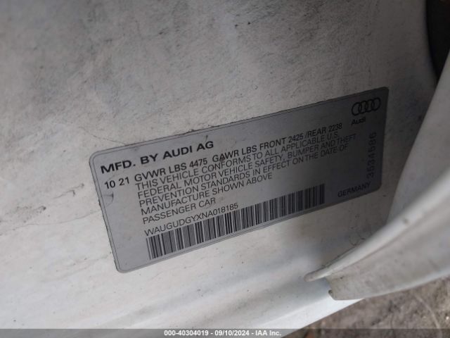 WAUGUDGYXNA018185 Audi A3 Premium 40 Tfsi Quattro S Tronic