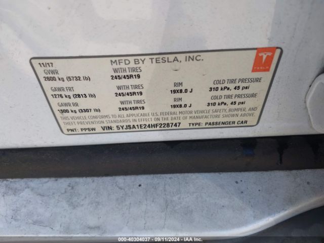 5YJSA1E24HF228747 Tesla Model S 100d/60d/75d/90d/p100d