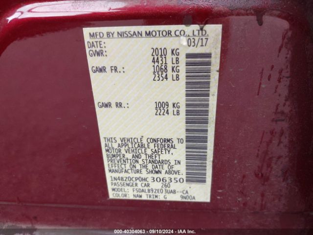 1N4BZ0CP0HC306350 Nissan LEAF S