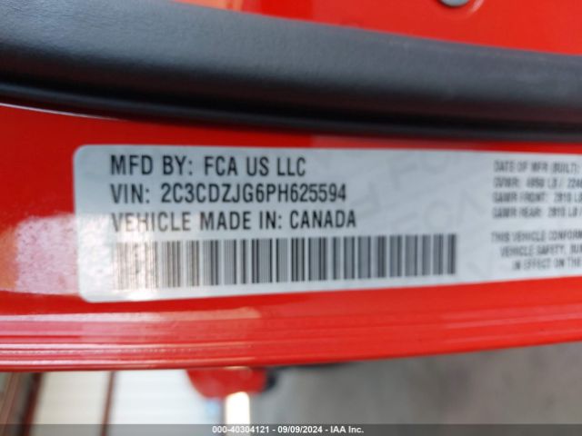 2C3CDZJG6PH625594 Dodge Challenger Gt