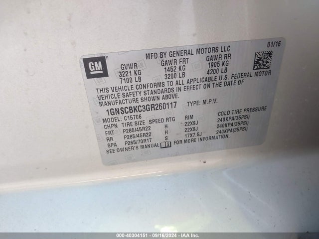 Chevrolet Tahoe Lt 2016 1GNSCBKC3GR260117 Image 9