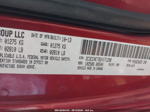 Chrysler 300C 2014 2C3CCAET9EH171298 Image 9