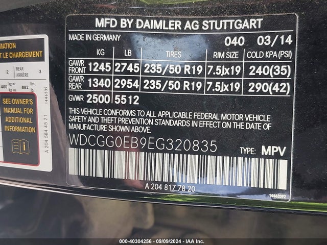 WDCGG0EB9EG320835 Mercedes-Benz Glk 250 Bluetec 4matic