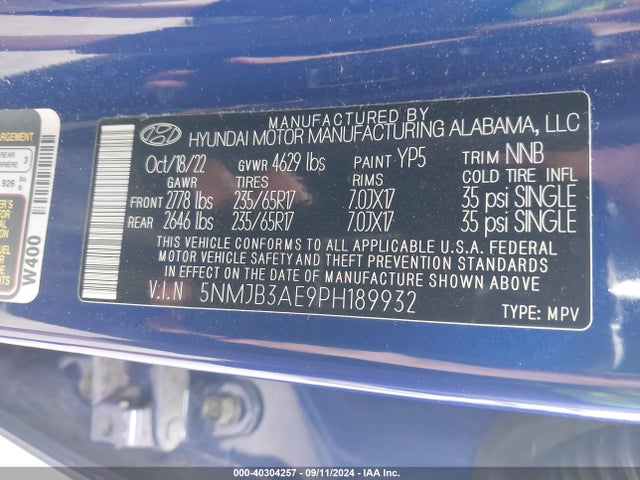 Hyundai TUCSON SEL 2023 5NMJB3AE9PH189932 Image 9