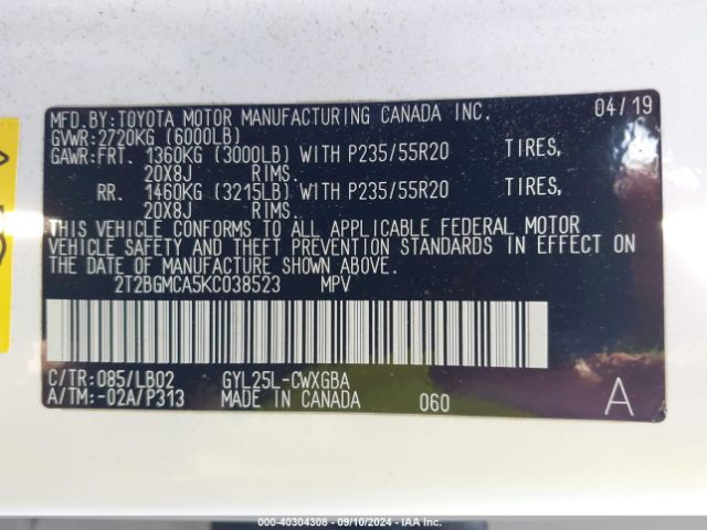2T2BGMCA5KC038523 Lexus RX 450H