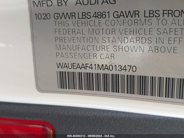 WAUEAAF41MA013470 Audi A4 Premium Plus 45 Tfsi S Line Quattro S Tronic