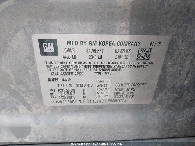 KL4CJGSBXFB124527 Buick Encore Leather