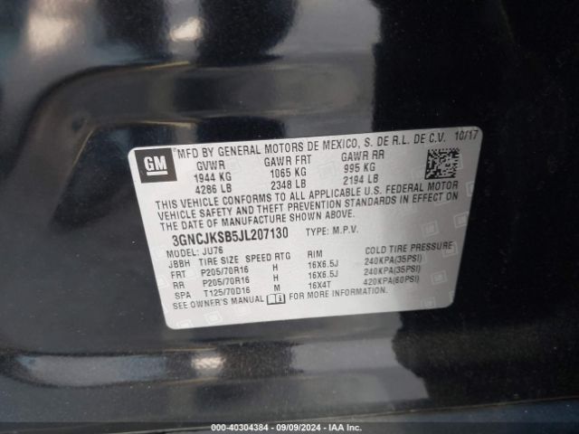 3GNCJKSB5JL207130 Chevrolet TRAX LS