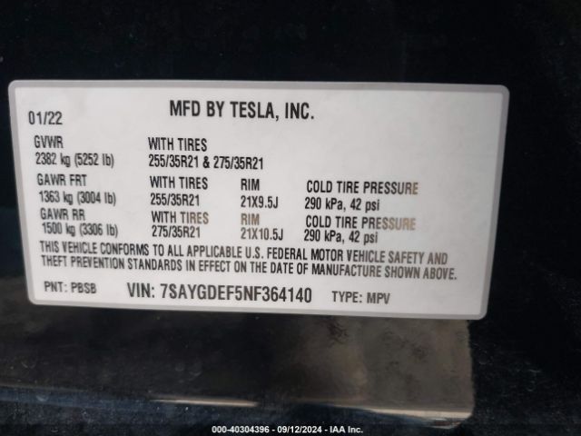 7SAYGDEF5NF364140 Tesla Model Y Performance Dual Motor All-wheel Drive