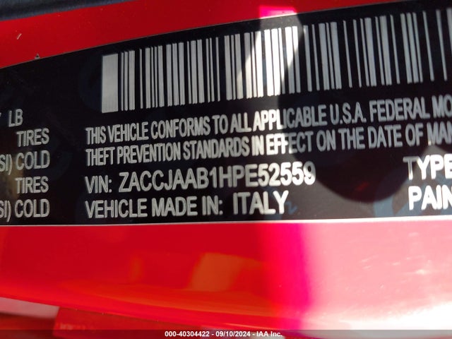 ZACCJAAB1HPE52559 Jeep Renegade Sport Fwd
