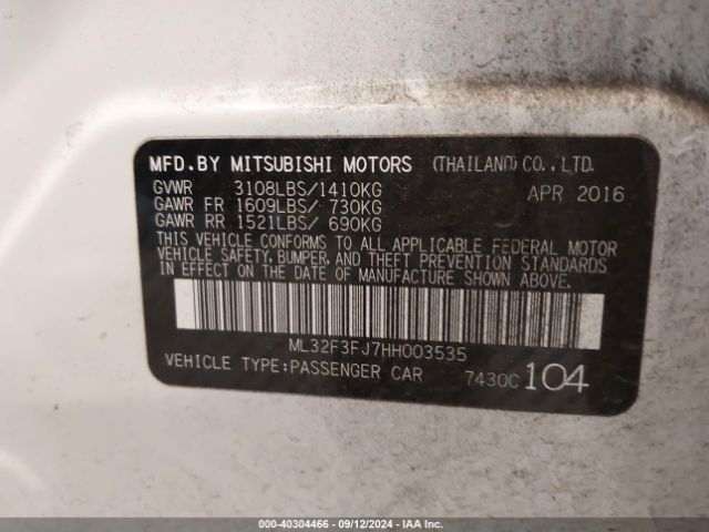 2017 MITSUBISHI MIRAGE G4 ML32F3FJ7HH003535 Photo 8