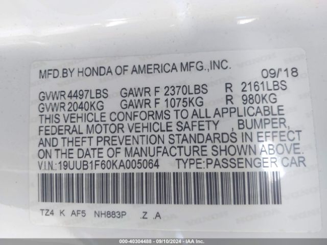 19UUB1F60KA005064 Acura Tlx Tech   A-spec Pkgs