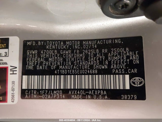Toyota Avalon Hybrid Limited 2014 4T1BD1EB5EU024688 Image 9