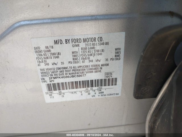 Ford EDGE SE 2018 2FMPK4G90JBC50077 Image 9