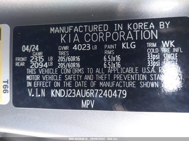 KIA SOUL LX 2024 KNDJ23AU6R7240479 Image 9