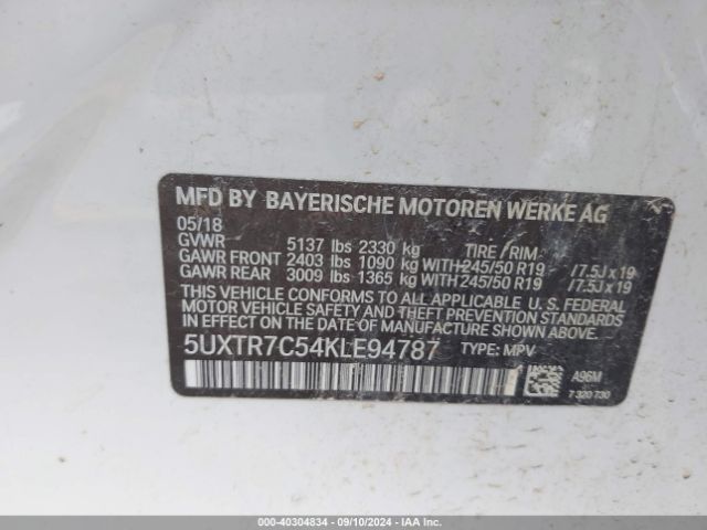 5UXTR7C54KLE94787 BMW X3 Sdrive30i
