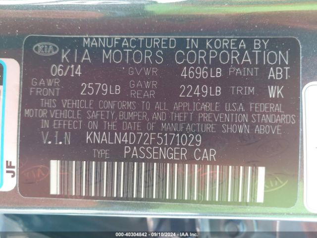 KNALN4D72F5171029 KIA Cadenza Premium