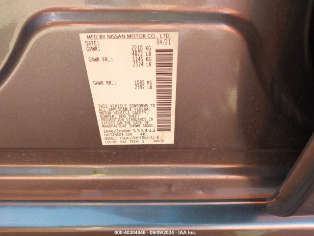 Nissan Leaf Sl Plus 62 Kwh 2021 1N4BZ1DV6MC555412 Image 9