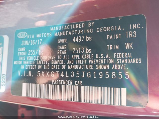 5XXGT4L35JG195855 KIA Optima S